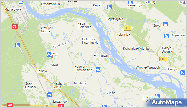 mapa Piotrkowice gmina Kozienice, Piotrkowice gmina Kozienice na mapie Targeo