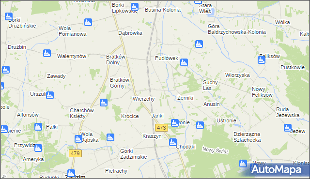 mapa Piotrów gmina Zadzim, Piotrów gmina Zadzim na mapie Targeo