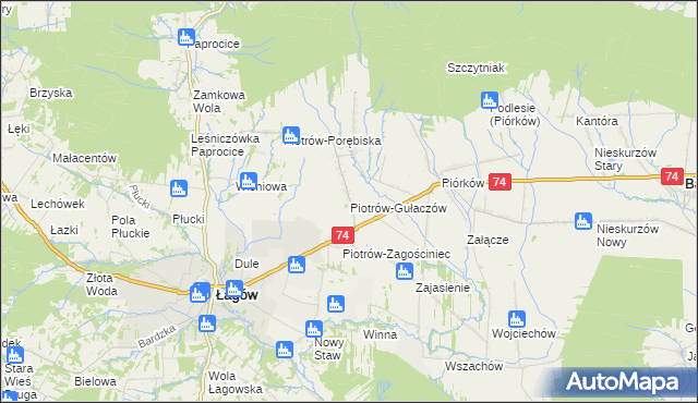 mapa Piotrów-Gułaczów, Piotrów-Gułaczów na mapie Targeo