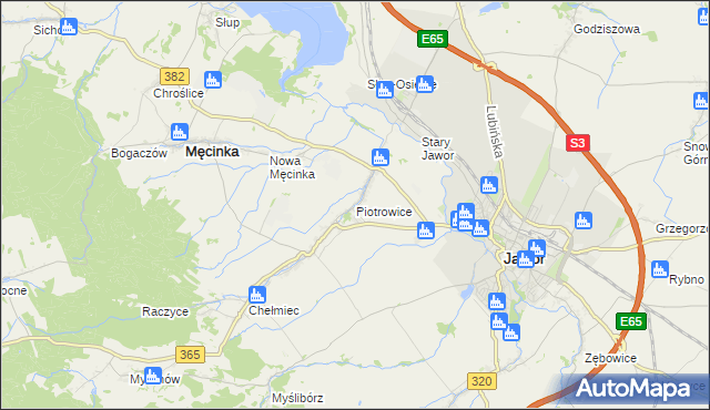 mapa Piotrowice gmina Męcinka, Piotrowice gmina Męcinka na mapie Targeo