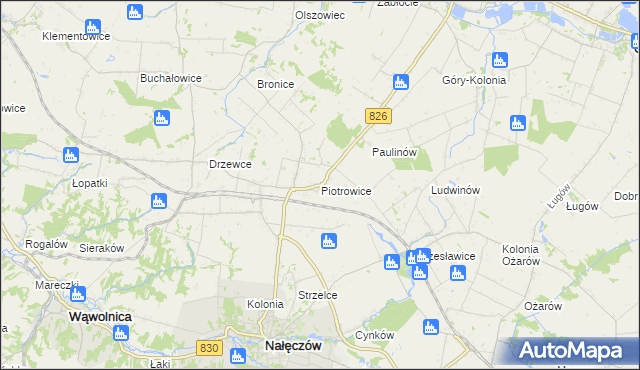 mapa Piotrowice gmina Nałęczów, Piotrowice gmina Nałęczów na mapie Targeo