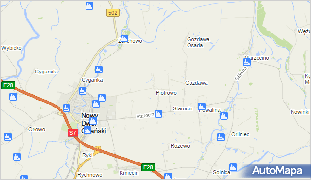 mapa Piotrowo gmina Nowy Dwór Gdański, Piotrowo gmina Nowy Dwór Gdański na mapie Targeo