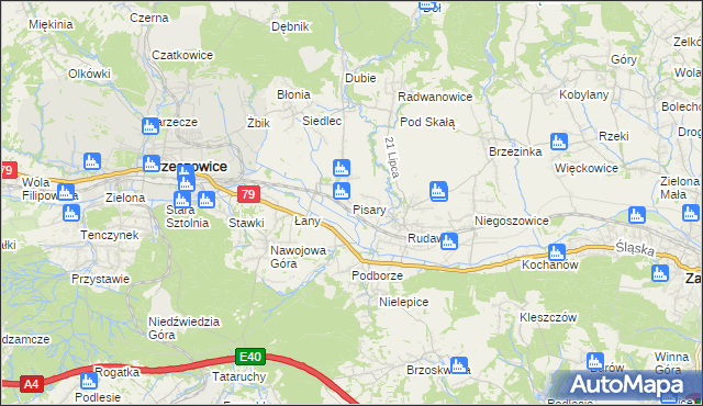 mapa Pisary gmina Zabierzów, Pisary gmina Zabierzów na mapie Targeo