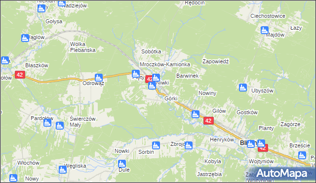 mapa Płaczków, Płaczków na mapie Targeo