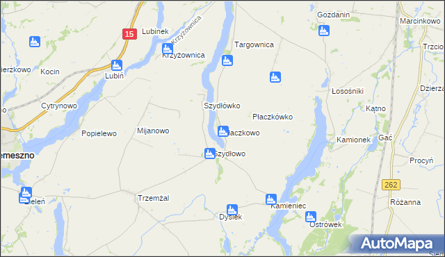 mapa Płaczkowo gmina Trzemeszno, Płaczkowo gmina Trzemeszno na mapie Targeo