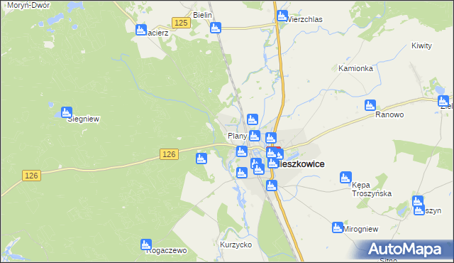 mapa Plany gmina Mieszkowice, Plany gmina Mieszkowice na mapie Targeo