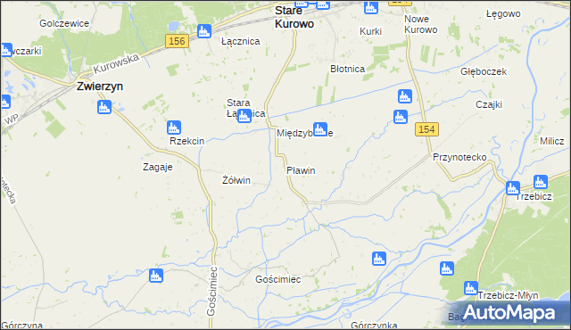 mapa Pławin gmina Stare Kurowo, Pławin gmina Stare Kurowo na mapie Targeo