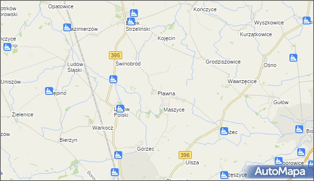 mapa Pławna gmina Strzelin, Pławna gmina Strzelin na mapie Targeo