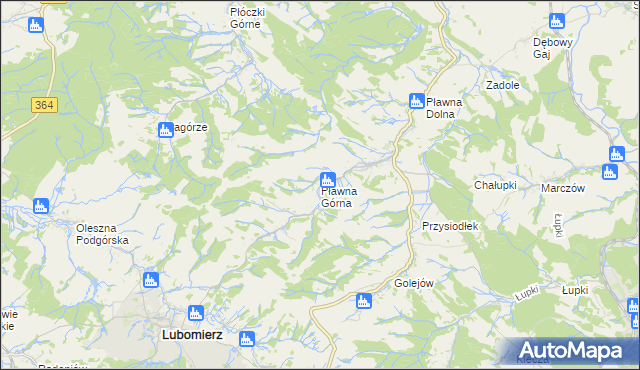 mapa Pławna Górna, Pławna Górna na mapie Targeo
