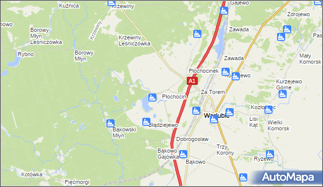 mapa Płochocin gmina Warlubie, Płochocin gmina Warlubie na mapie Targeo