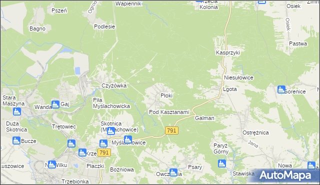 mapa Płoki gmina Trzebinia, Płoki gmina Trzebinia na mapie Targeo