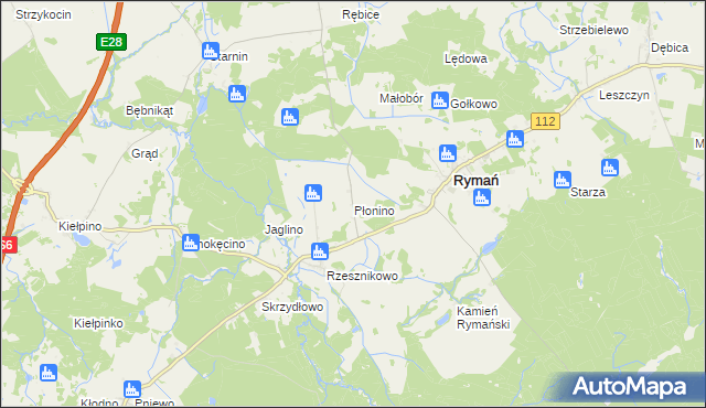 mapa Płonino, Płonino na mapie Targeo