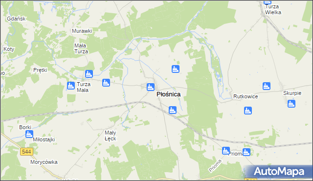mapa Płośnica, Płośnica na mapie Targeo