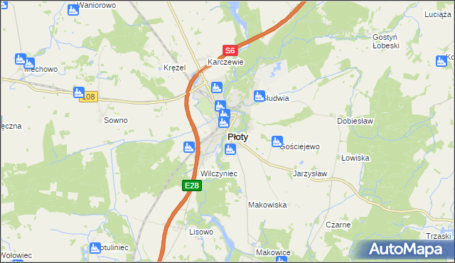 mapa Płoty powiat gryficki, Płoty powiat gryficki na mapie Targeo