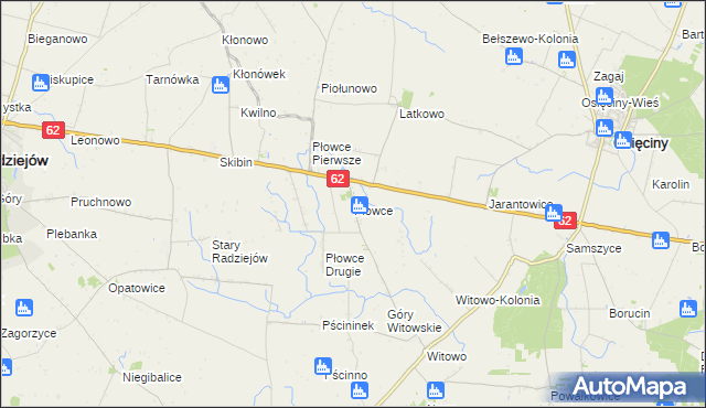 mapa Płowce gmina Radziejów, Płowce gmina Radziejów na mapie Targeo