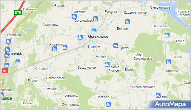mapa Plucice, Plucice na mapie Targeo