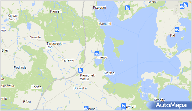 mapa Pniewo gmina Węgorzewo, Pniewo gmina Węgorzewo na mapie Targeo