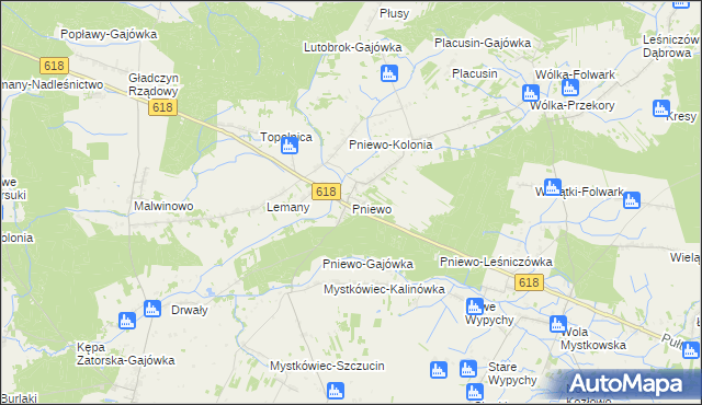 mapa Pniewo gmina Zatory, Pniewo gmina Zatory na mapie Targeo