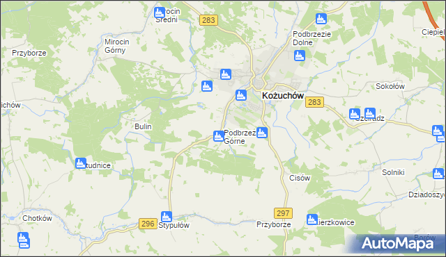 mapa Podbrzezie Górne, Podbrzezie Górne na mapie Targeo