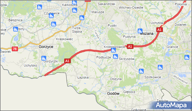 mapa Podbucze gmina Godów, Podbucze gmina Godów na mapie Targeo
