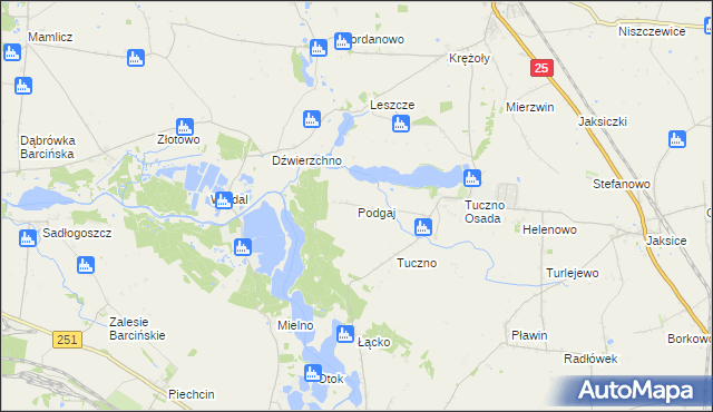 mapa Podgaj gmina Złotniki Kujawskie, Podgaj gmina Złotniki Kujawskie na mapie Targeo