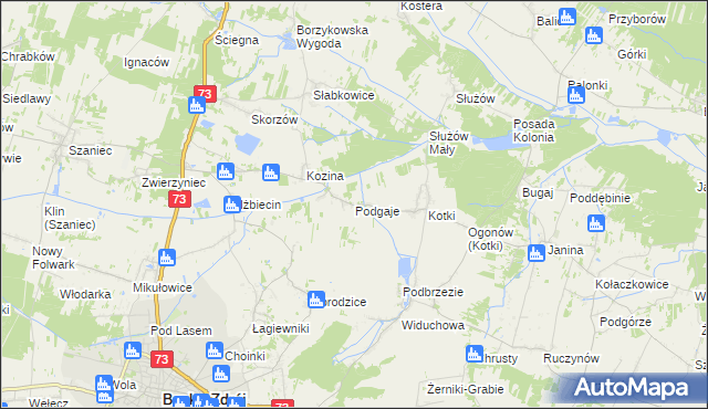 mapa Podgaje gmina Busko-Zdrój, Podgaje gmina Busko-Zdrój na mapie Targeo