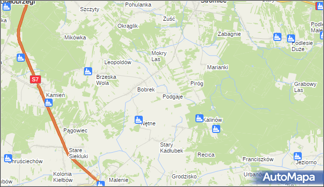 mapa Podgaje gmina Stromiec, Podgaje gmina Stromiec na mapie Targeo
