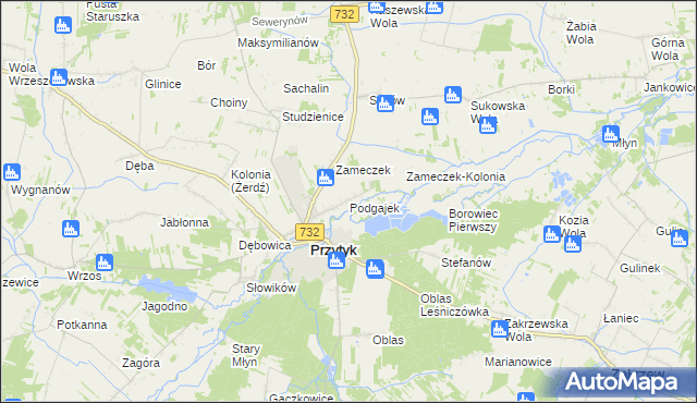 mapa Podgajek, Podgajek na mapie Targeo