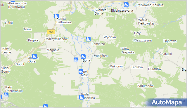 mapa Podgórze gmina Ćmielów, Podgórze gmina Ćmielów na mapie Targeo