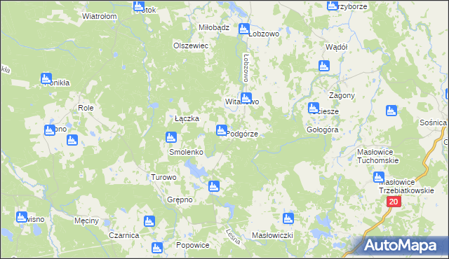 mapa Podgórze gmina Kołczygłowy, Podgórze gmina Kołczygłowy na mapie Targeo
