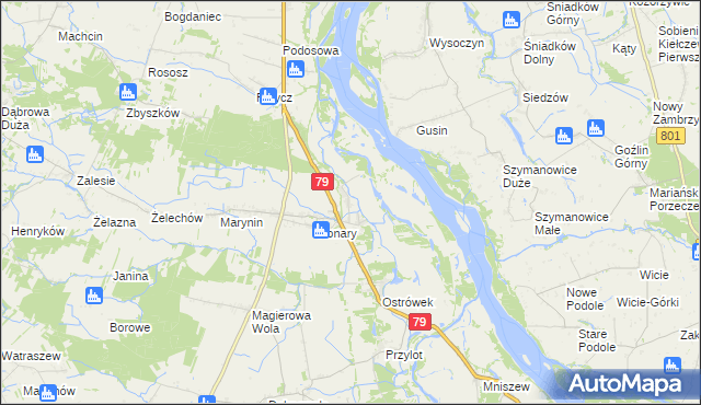 mapa Podgórzyce gmina Warka, Podgórzyce gmina Warka na mapie Targeo
