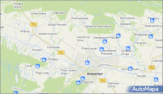 mapa Podkonarze, Podkonarze na mapie Targeo