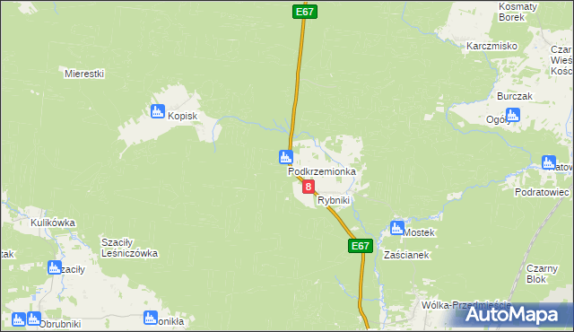 mapa Podkrzemionka, Podkrzemionka na mapie Targeo