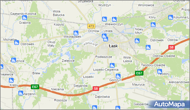 mapa Podłaszcze, Podłaszcze na mapie Targeo