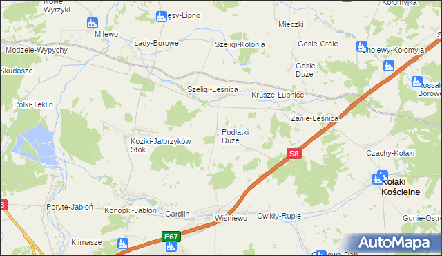 mapa Podłatki Duże, Podłatki Duże na mapie Targeo