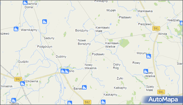 mapa Podławki, Podławki na mapie Targeo