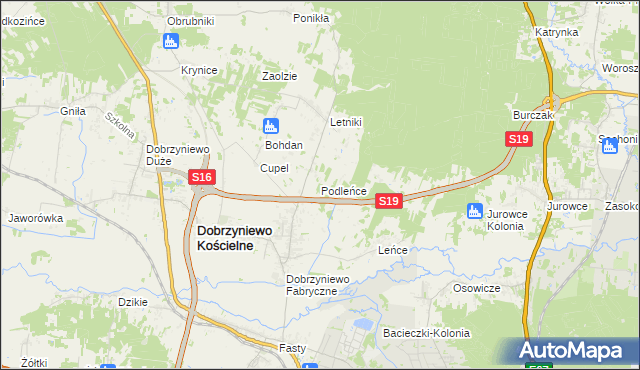 mapa Podleńce, Podleńce na mapie Targeo