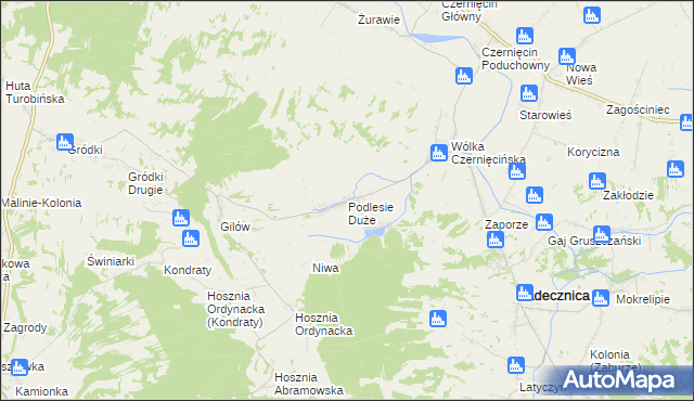 mapa Podlesie Duże gmina Radecznica, Podlesie Duże gmina Radecznica na mapie Targeo
