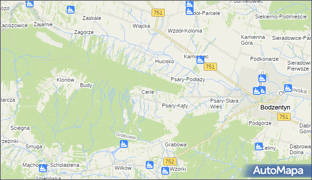 mapa Podlesie gmina Bodzentyn, Podlesie gmina Bodzentyn na mapie Targeo