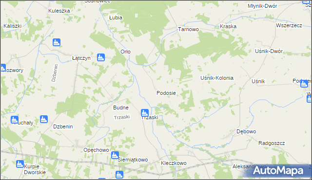 mapa Podosie gmina Miastkowo, Podosie gmina Miastkowo na mapie Targeo