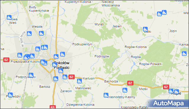 mapa Podrogów, Podrogów na mapie Targeo