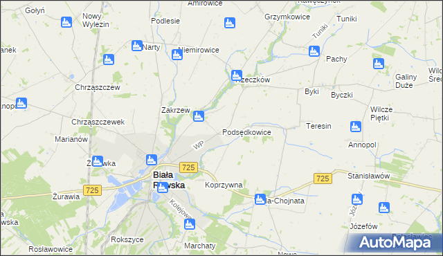mapa Podsędkowice, Podsędkowice na mapie Targeo