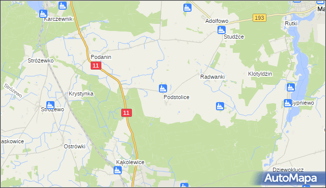mapa Podstolice gmina Budzyń, Podstolice gmina Budzyń na mapie Targeo