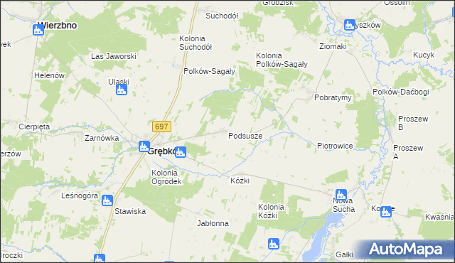 mapa Podsusze, Podsusze na mapie Targeo