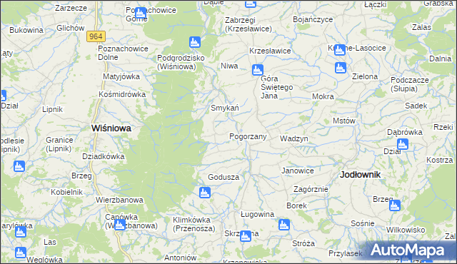mapa Pogorzany, Pogorzany na mapie Targeo