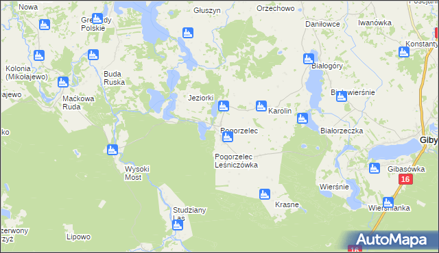 mapa Pogorzelec gmina Giby, Pogorzelec gmina Giby na mapie Targeo