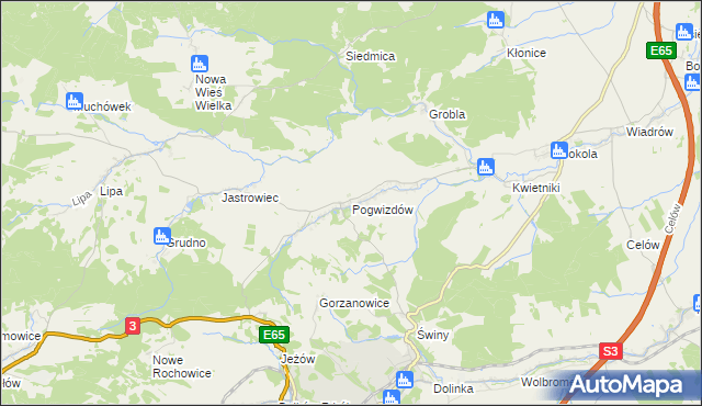 mapa Pogwizdów gmina Paszowice, Pogwizdów gmina Paszowice na mapie Targeo