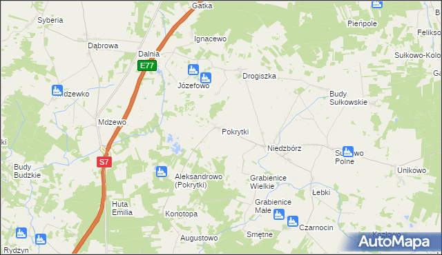 mapa Pokrytki, Pokrytki na mapie Targeo