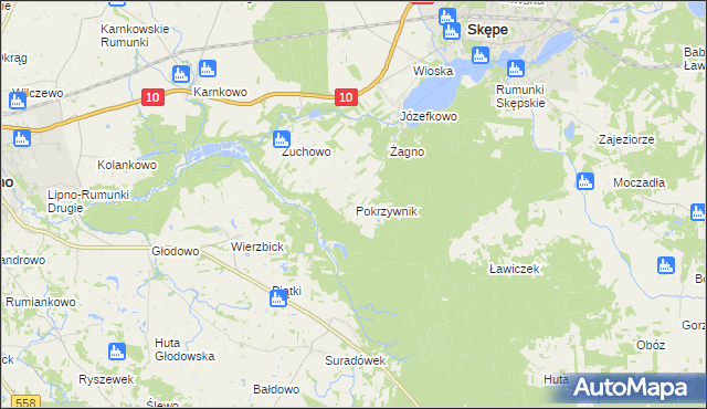 mapa Pokrzywnik gmina Skępe, Pokrzywnik gmina Skępe na mapie Targeo
