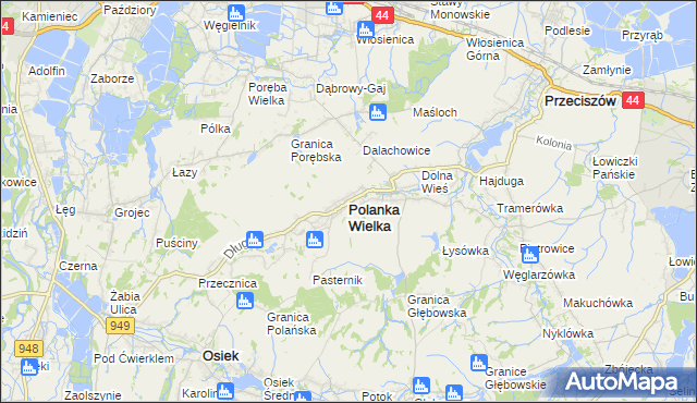 mapa Polanka Wielka, Polanka Wielka na mapie Targeo
